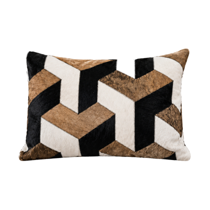 Capricornus Living Tan Tiger 40 x 60 cm geometric genuine cowhide lumbar pillow on a transparent background