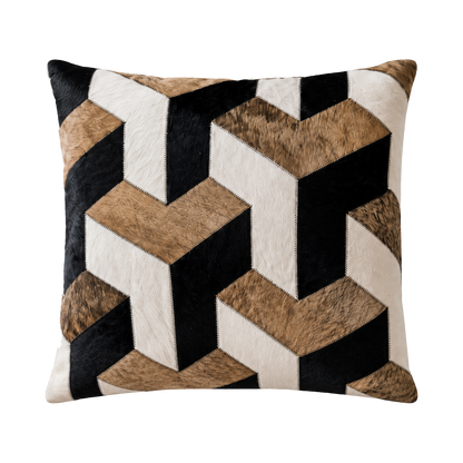 Capricornus Living Tan Tiger 50 x 50 cm geometric genuine cowhide square pillow on a transparent background