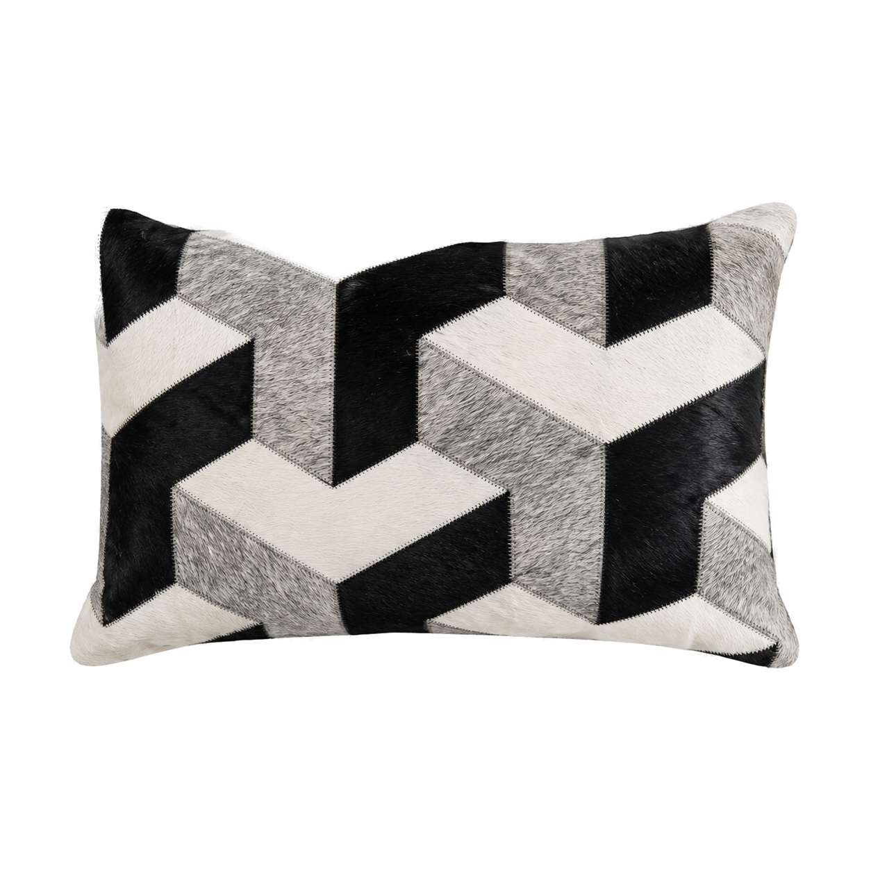 Capricornus Living Silver Gray 30 x 50 cm geometric genuine cowhide lumbar pillow on a transparent background