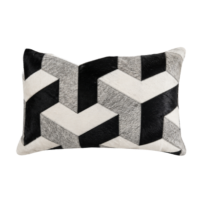 Capricornus Living Silver Gray 30 x 50 cm geometric genuine cowhide lumbar pillow on a transparent background