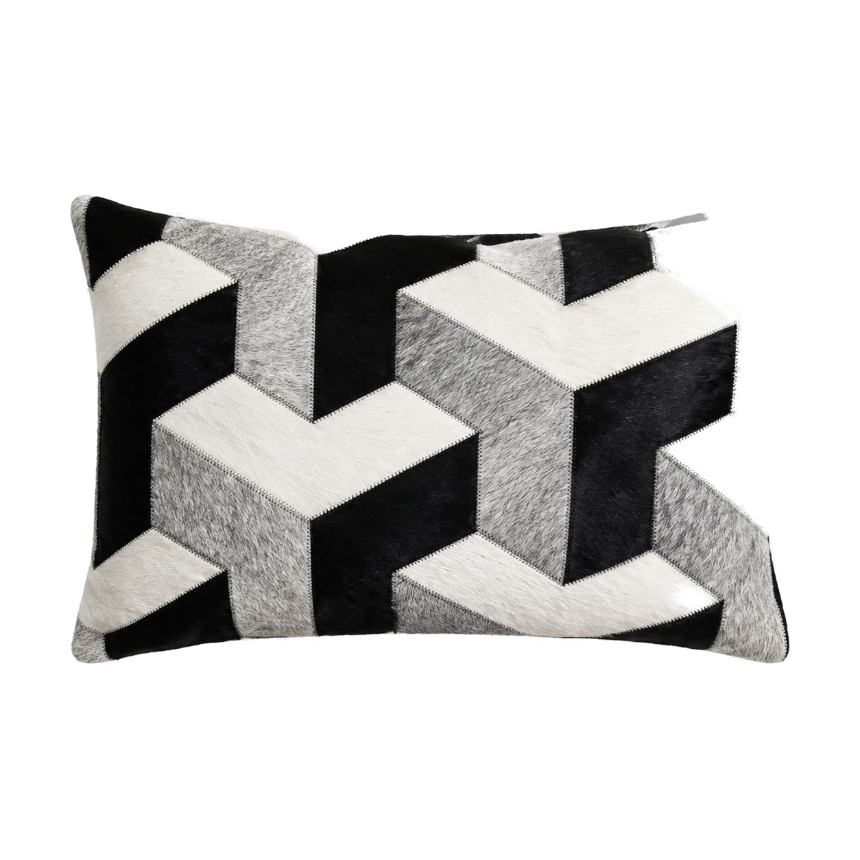 Capricornus Living Silver Gray 40 x 60 cm geometric genuine cowhide lumbar pillow on a transparent background