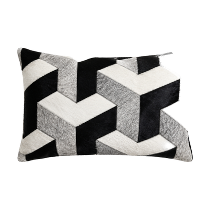 Capricornus Living Silver Gray 40 x 60 cm geometric genuine cowhide lumbar pillow on a transparent background