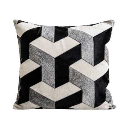 Capricornus Living Silver Gray 50 x 50 cm geometric genuine cowhide square pillow on a transparent background