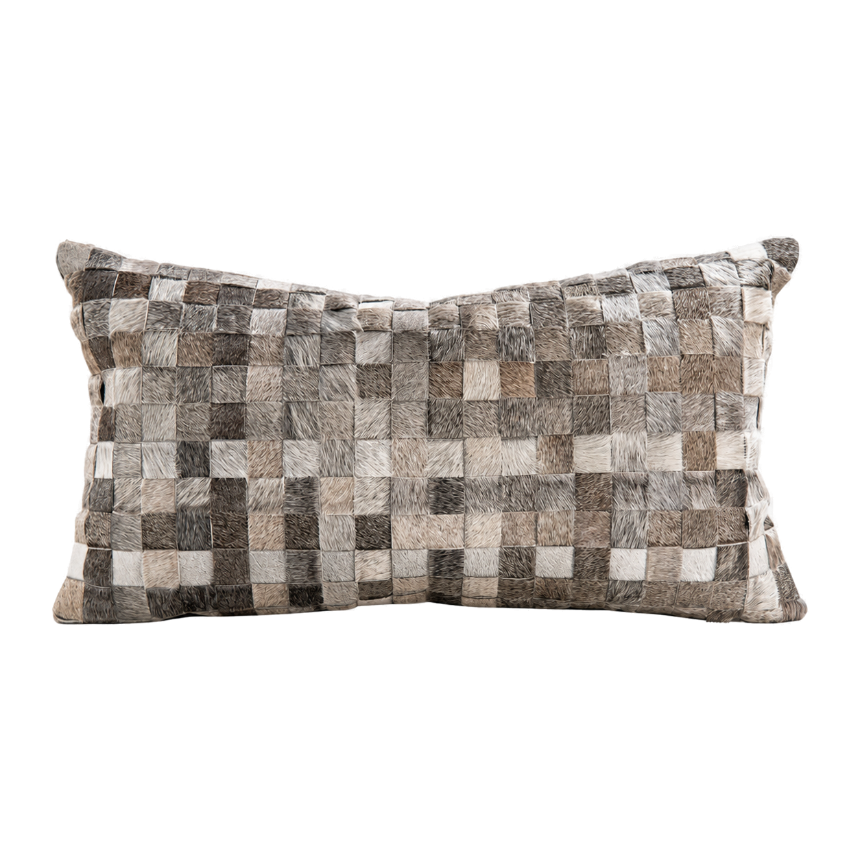 Capricornus Living Light Gray Woven 30 x 50 cm genuine cowhide lumbar pillow on a transparent background