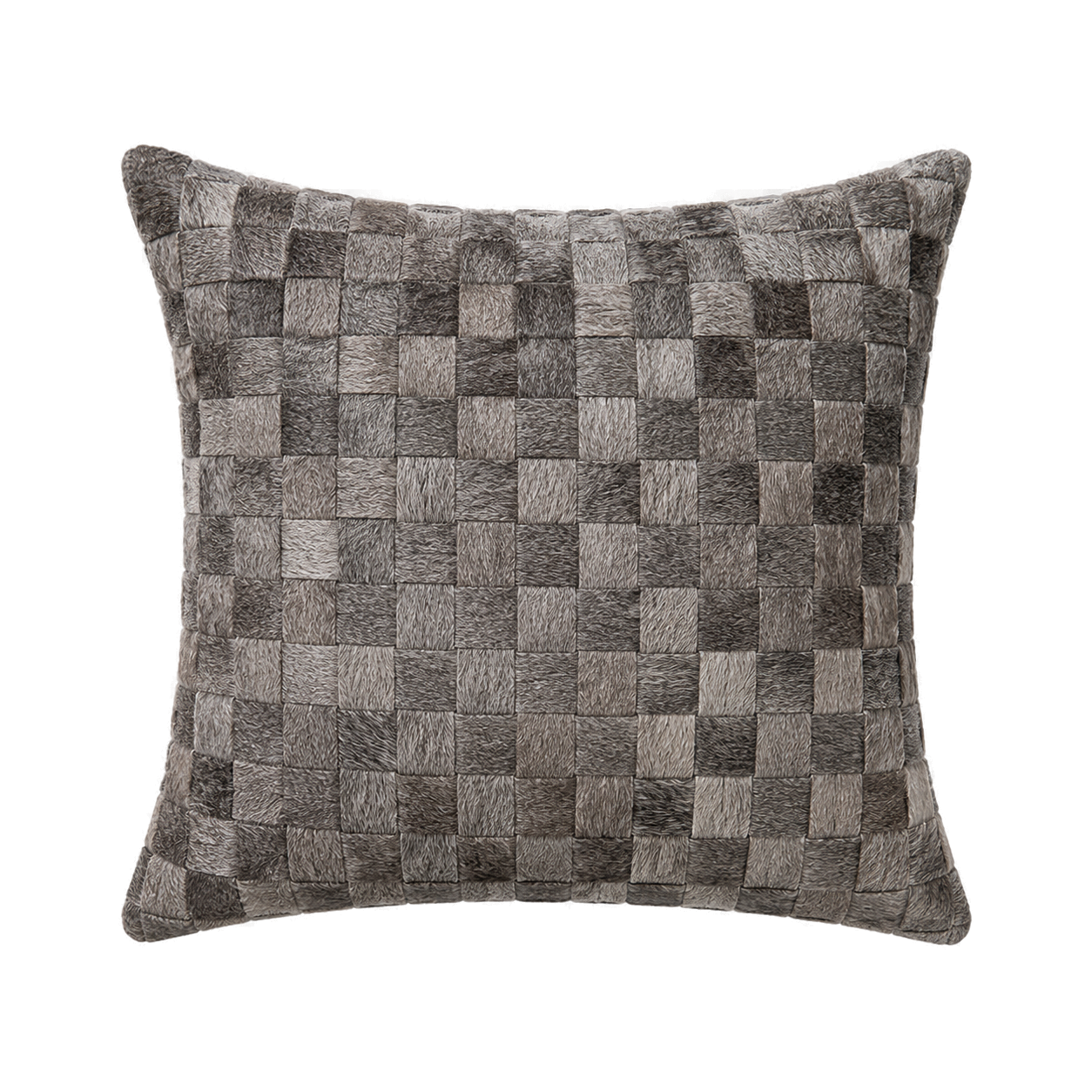 Capricornus Living Gray Woven 45 x 45 cm genuine cowhide square pillow on a transparent background
