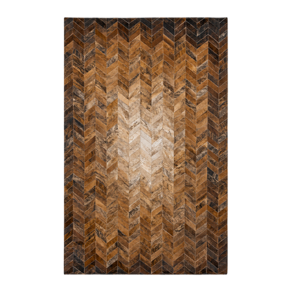 Capricornus Living Warm Brown Chevron genuine hair-on cowhide patchwork rug on a transparent background
