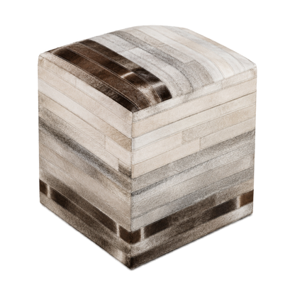 Capricornus Living Mocha Stripe genuine hair-on cowhide square ottoman on a transparent background