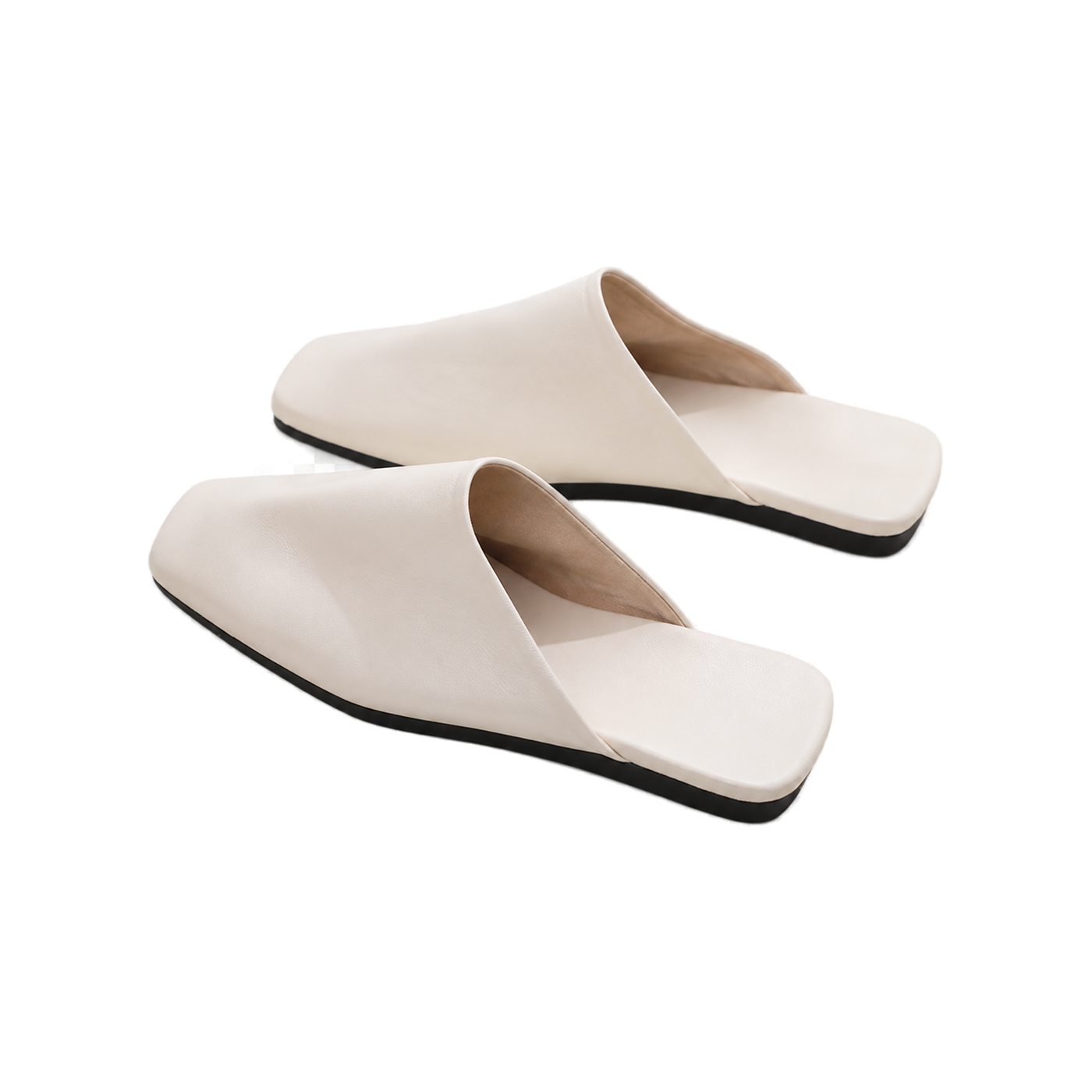 Capricornus Living Ivory closed-toe genuine leather house slippers on a transparent background
