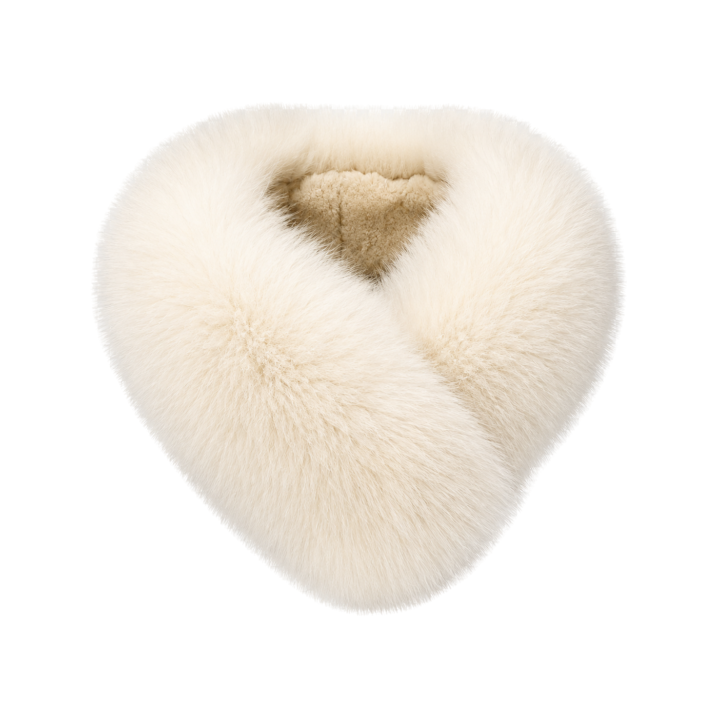 Capricornus Living Warm Ivory reversible genuine fox and Rex rabbit fur collar scarf on a transparent background