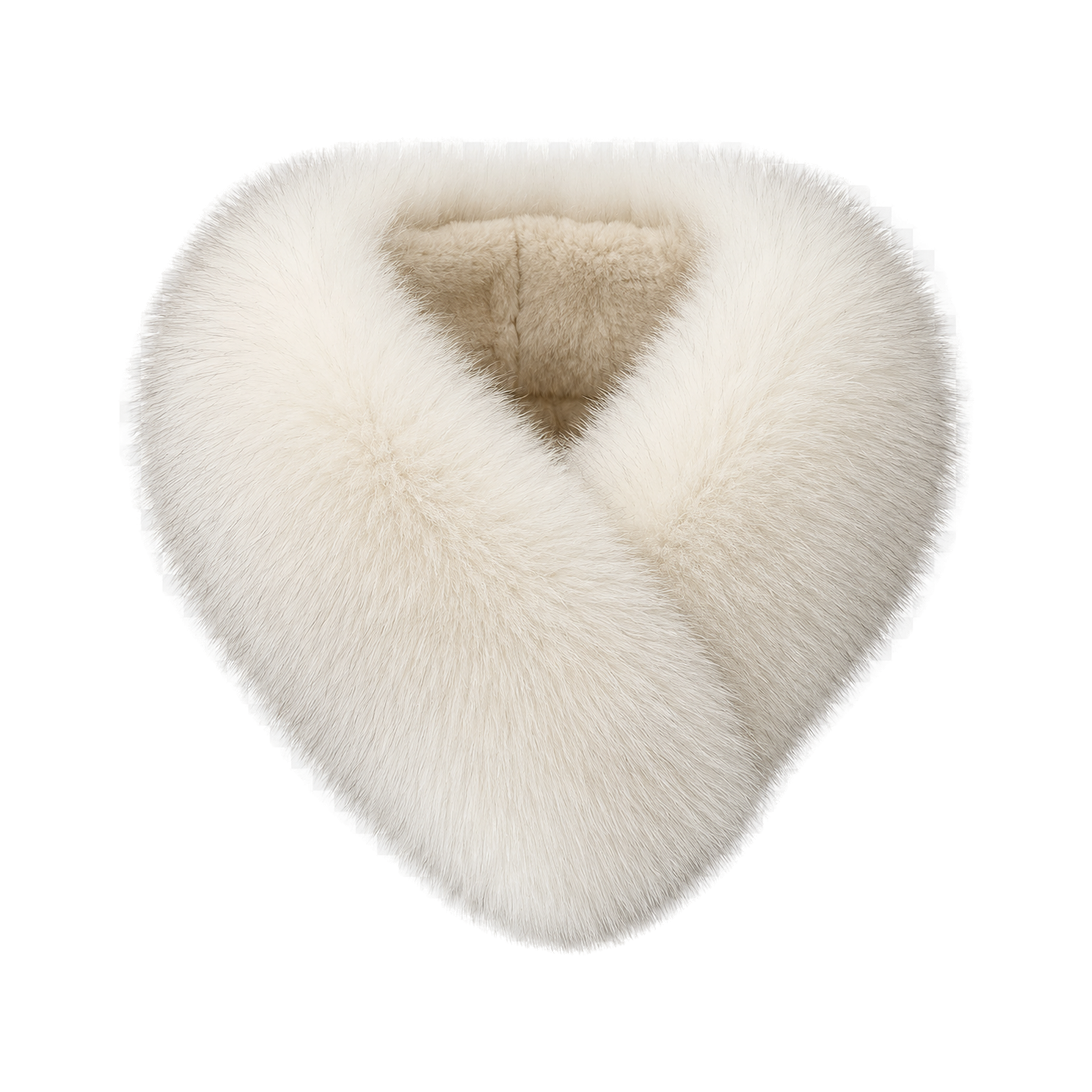Capricornus Living Soft Apricot reversible genuine fox and Rex rabbit fur collar scarf on a transparent background