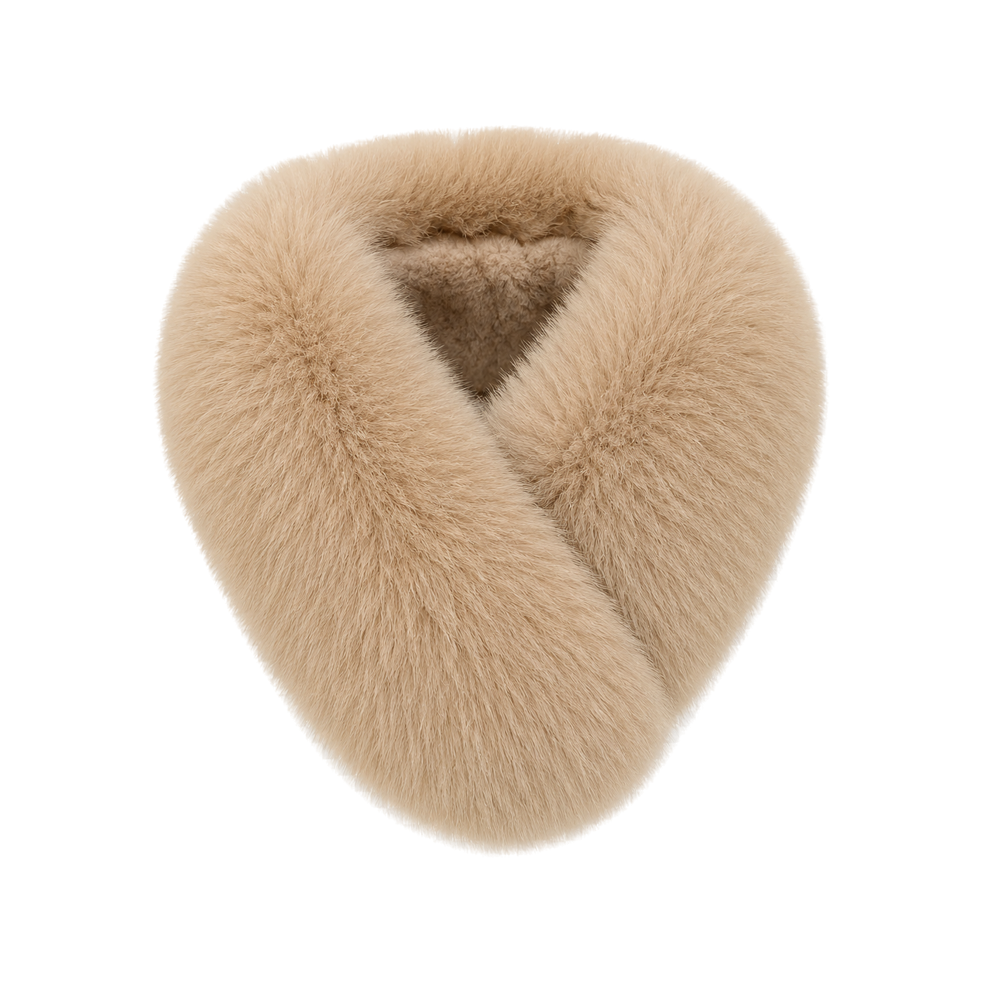 Capricornus Living Cinnamon Beige reversible genuine fox and Rex rabbit fur collar scarf on a transparent background