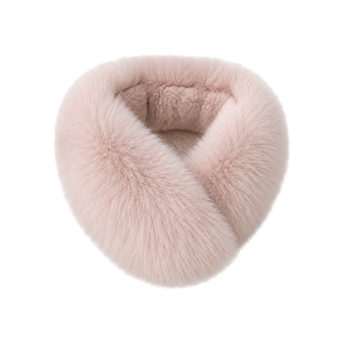 Capricornus Living Lotus Pink reversible genuine fox and Rex rabbit fur collar scarf on a transparent background