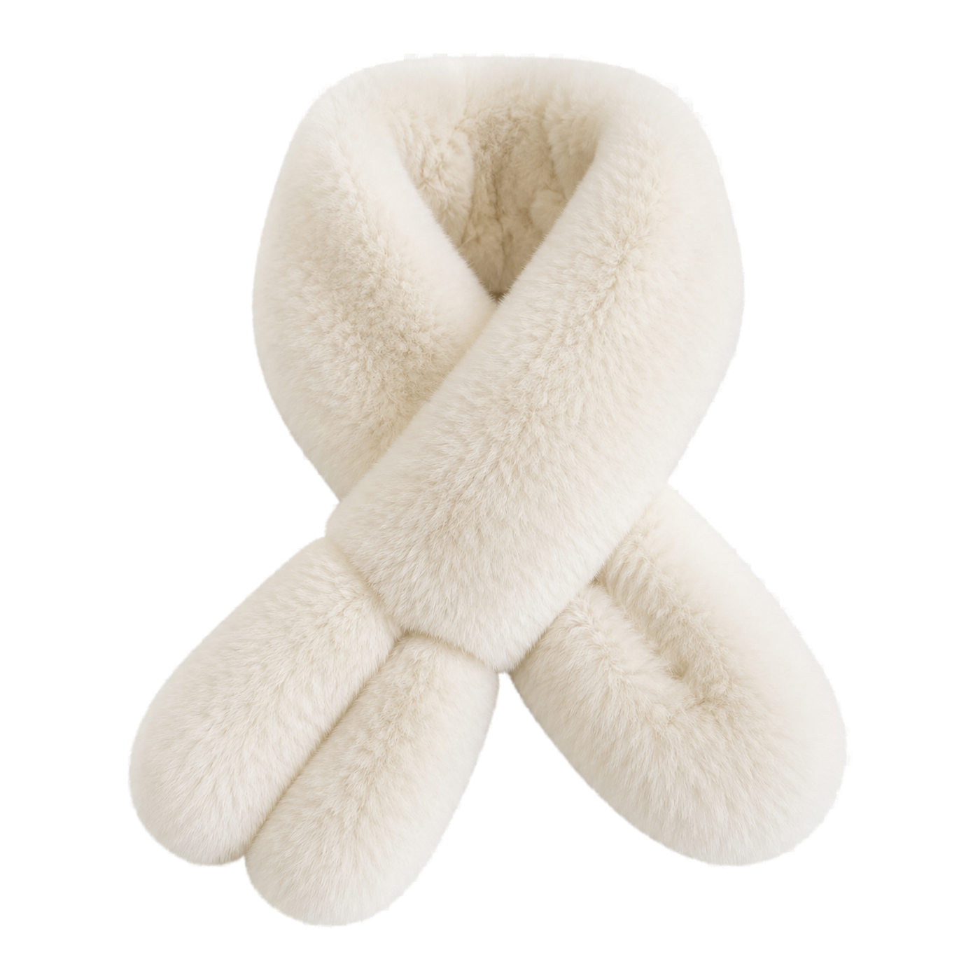 Capricornus Living Ivory genuine Rex rabbit fur rabbit-ear crossover scarf on a transparent background