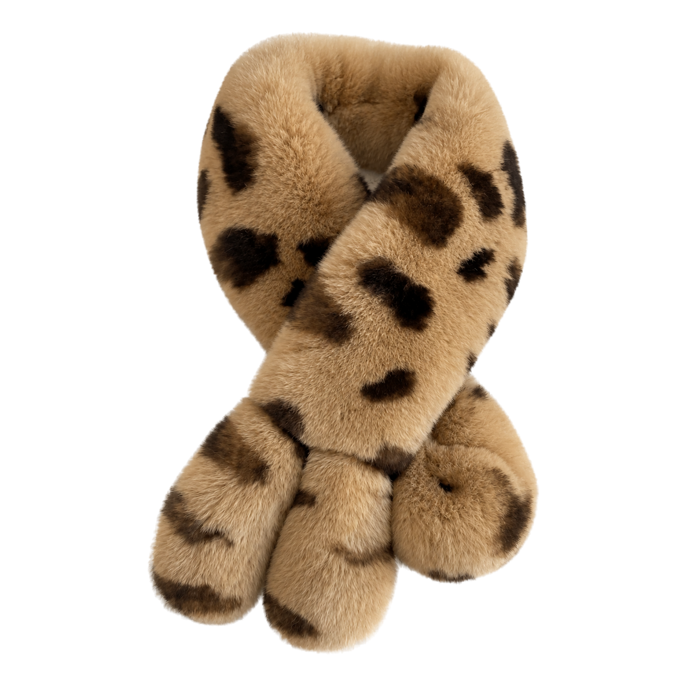Capricornus Living Leopard genuine Rex rabbit fur rabbit-ear crossover scarf on a transparent background