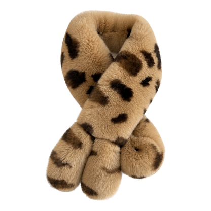 Capricornus Living Leopard genuine Rex rabbit fur rabbit-ear crossover scarf on a transparent background