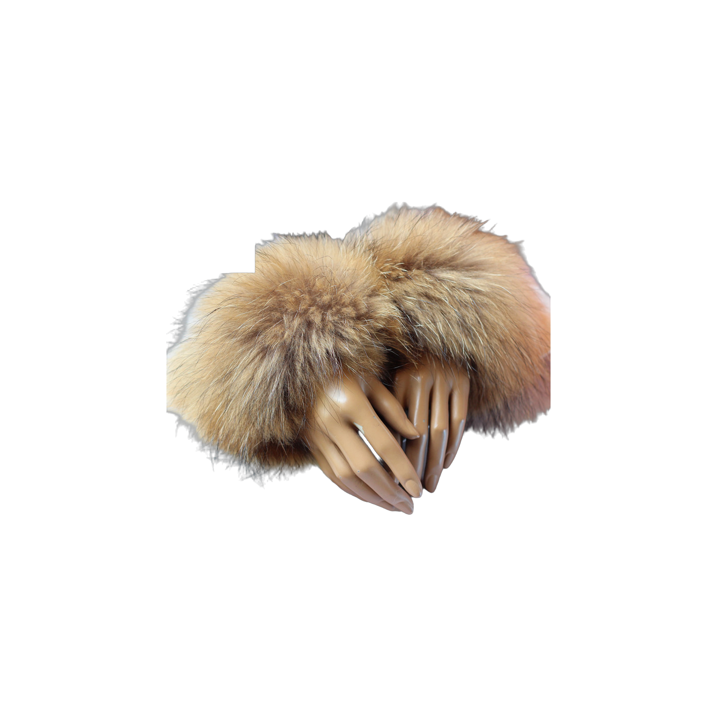 Capricornus Living Natural Raccoon genuine natural fur flexible cuff pair - 9.1 x 4.3 in / 23 x 11 cm on a transparent background