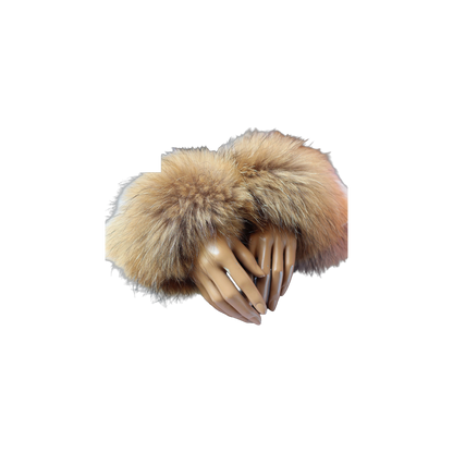 Capricornus Living Natural Raccoon genuine natural fur flexible cuff pair - 9.1 x 4.3 in / 23 x 11 cm on a transparent background