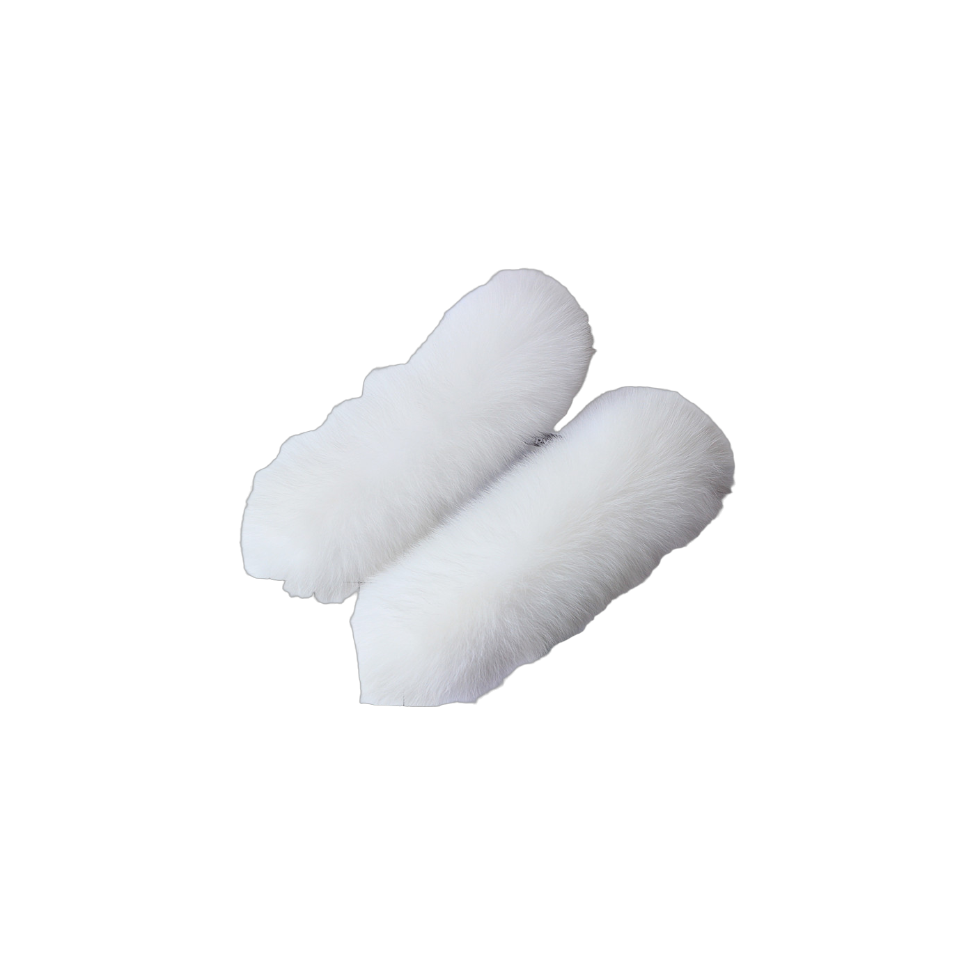 Capricornus Living Snow White genuine natural fur flexible cuff pair - 9.1 x 4.3 in / 23 x 11 cm on a transparent background