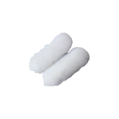 Capricornus Living Snow White genuine natural fur flexible cuff pair - 9.1 x 4.3 in / 23 x 11 cm on a transparent background