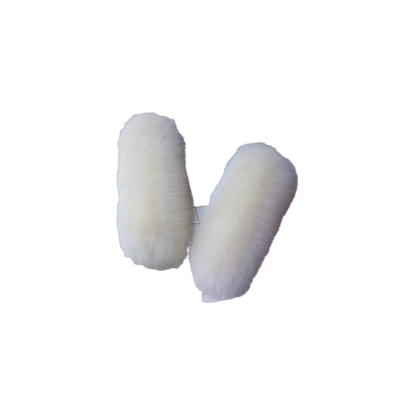 Capricornus Living Cream White genuine natural fur flexible cuff pair - 9.1 x 4.3 in / 23 x 11 cm on a transparent background