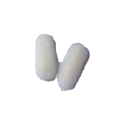 Capricornus Living Cream White genuine natural fur flexible cuff pair - 9.1 x 4.3 in / 23 x 11 cm on a transparent background