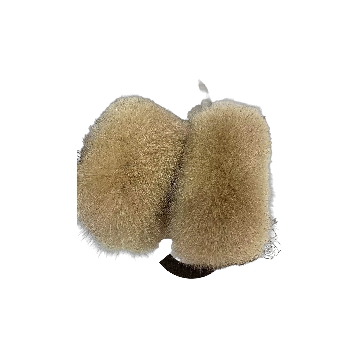 Capricornus Living Light Camel genuine natural fur coat cuff pair - 11.8 x 4.7 in / 30 x 12 cm on a transparent background