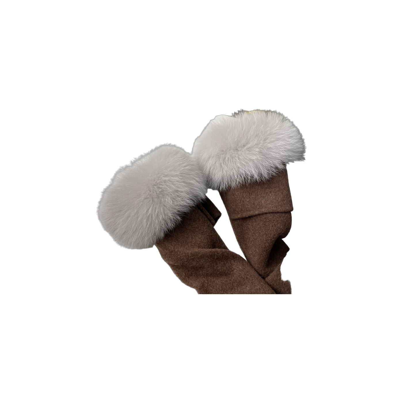 Capricornus Living Light Gray genuine natural fur coat cuff pair - 11.8 x 4.7 in / 30 x 12 cm on a transparent background