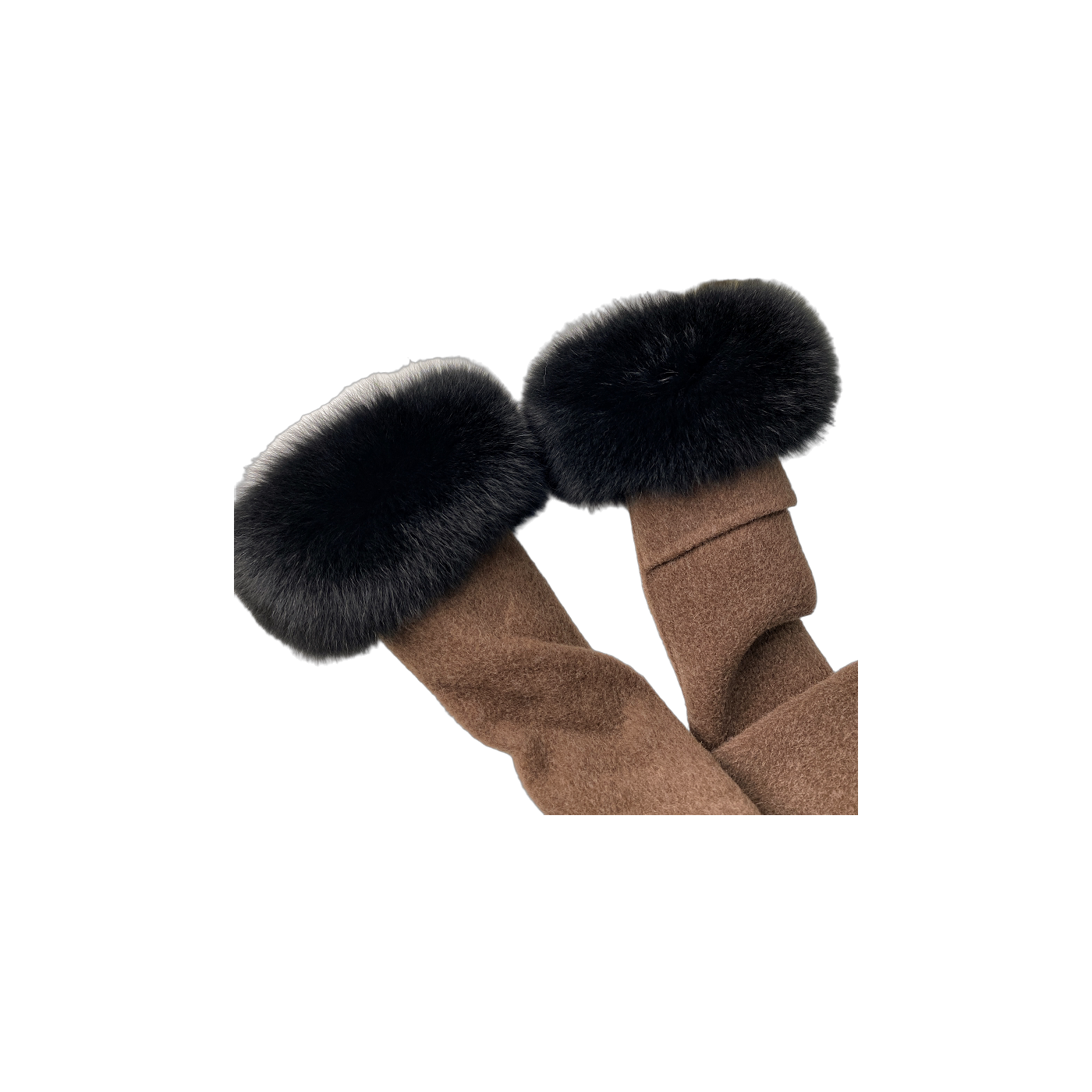Capricornus Living Black genuine natural fur coat cuff pair - 11.8 x 4.7 in / 30 x 12 cm on a transparent background