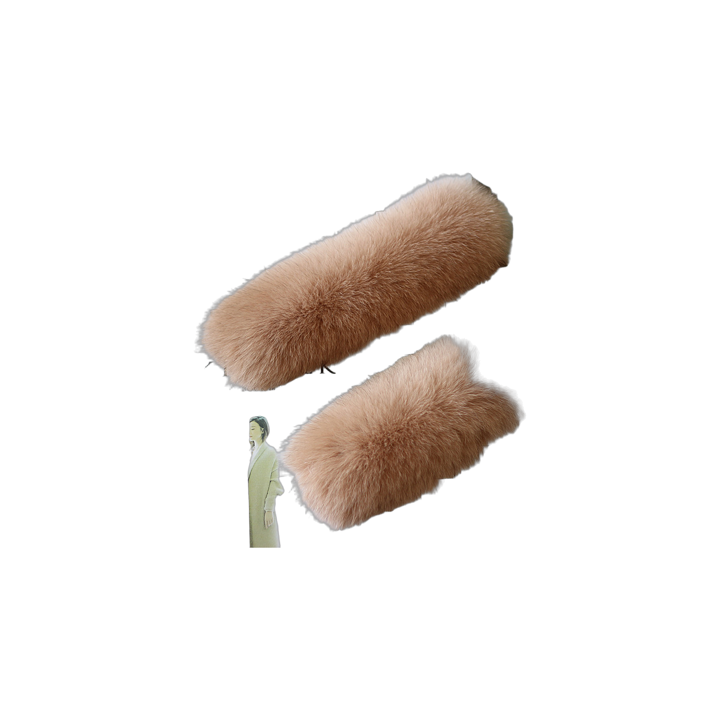 Capricornus Living Light Camel genuine natural fur flexible cuff pair - 9.1 x 4.3 in / 23 x 11 cm on a transparent background
