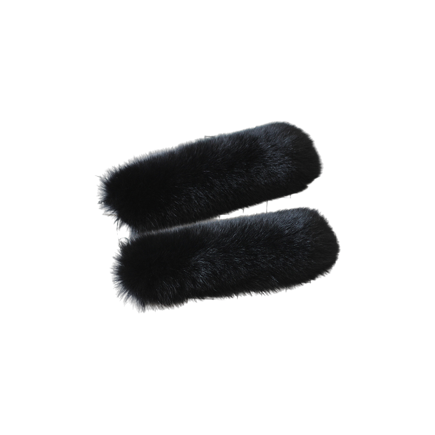 Capricornus Living Black genuine natural fur flexible cuff pair - 9.1 x 4.3 in / 23 x 11 cm on a transparent background