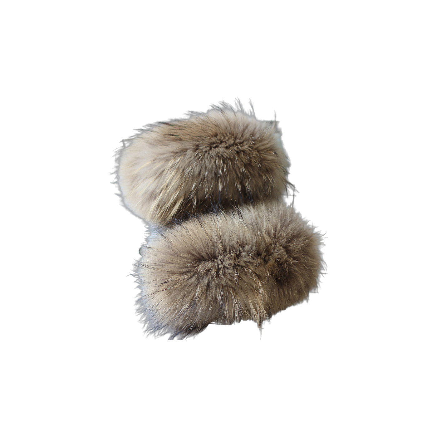 Capricornus Living Natural Raccoon genuine natural fur coat cuff pair - 11.8 x 4.7 in / 30 x 12 cm on a transparent background