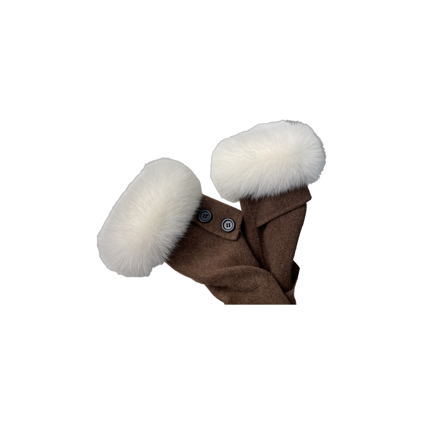 Capricornus Living Cream White genuine natural fur coat cuff pair - 11.8 x 4.7 in / 30 x 12 cm on a transparent background