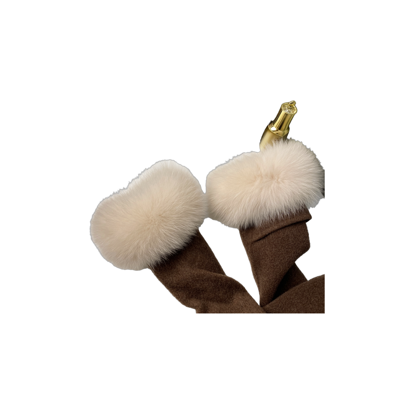 Capricornus Living Cinnamon genuine natural fur coat cuff pair - 11.8 x 4.7 in / 30 x 12 cm on a transparent background