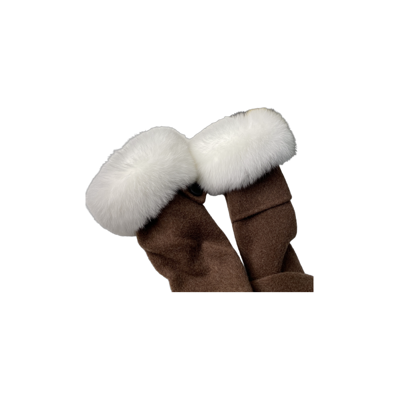 Capricornus Living Snow White genuine natural fur coat cuff pair - 11.8 x 4.7 in / 30 x 12 cm on a transparent background