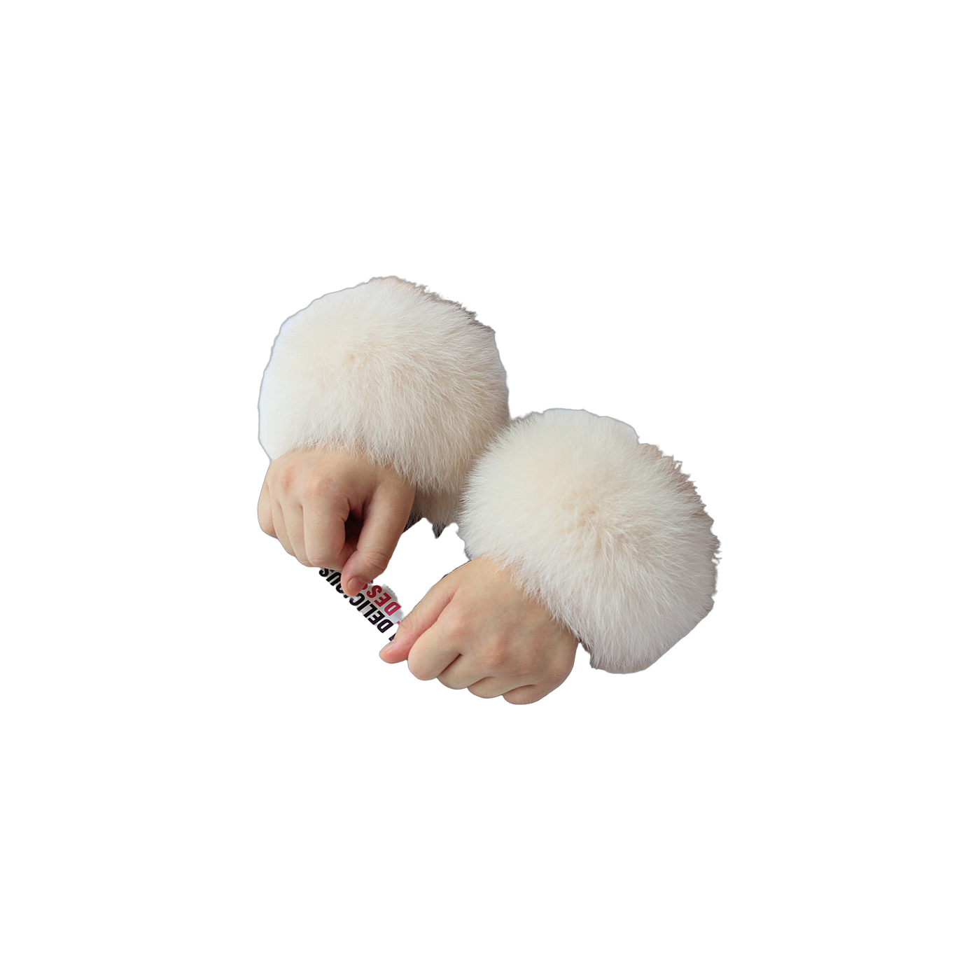 Capricornus Living Cinnamon genuine natural fur flexible cuff pair - 9.1 x 4.3 in / 23 x 11 cm on a transparent background