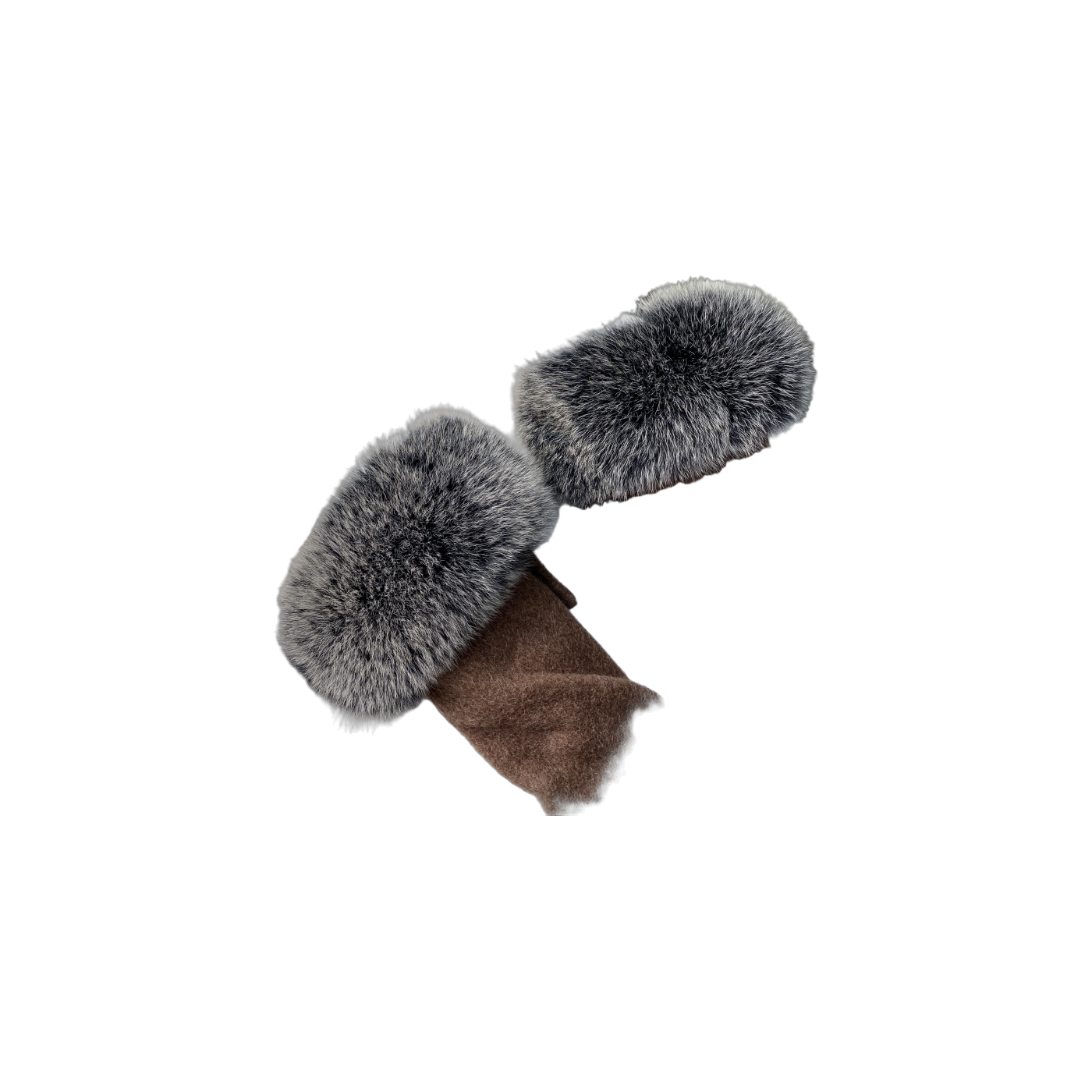 Capricornus Living Silver Fox genuine natural fur extra-plush coat cuff pair - 11.8 x 4.7 in / 30 x 12 cm on a transparent background