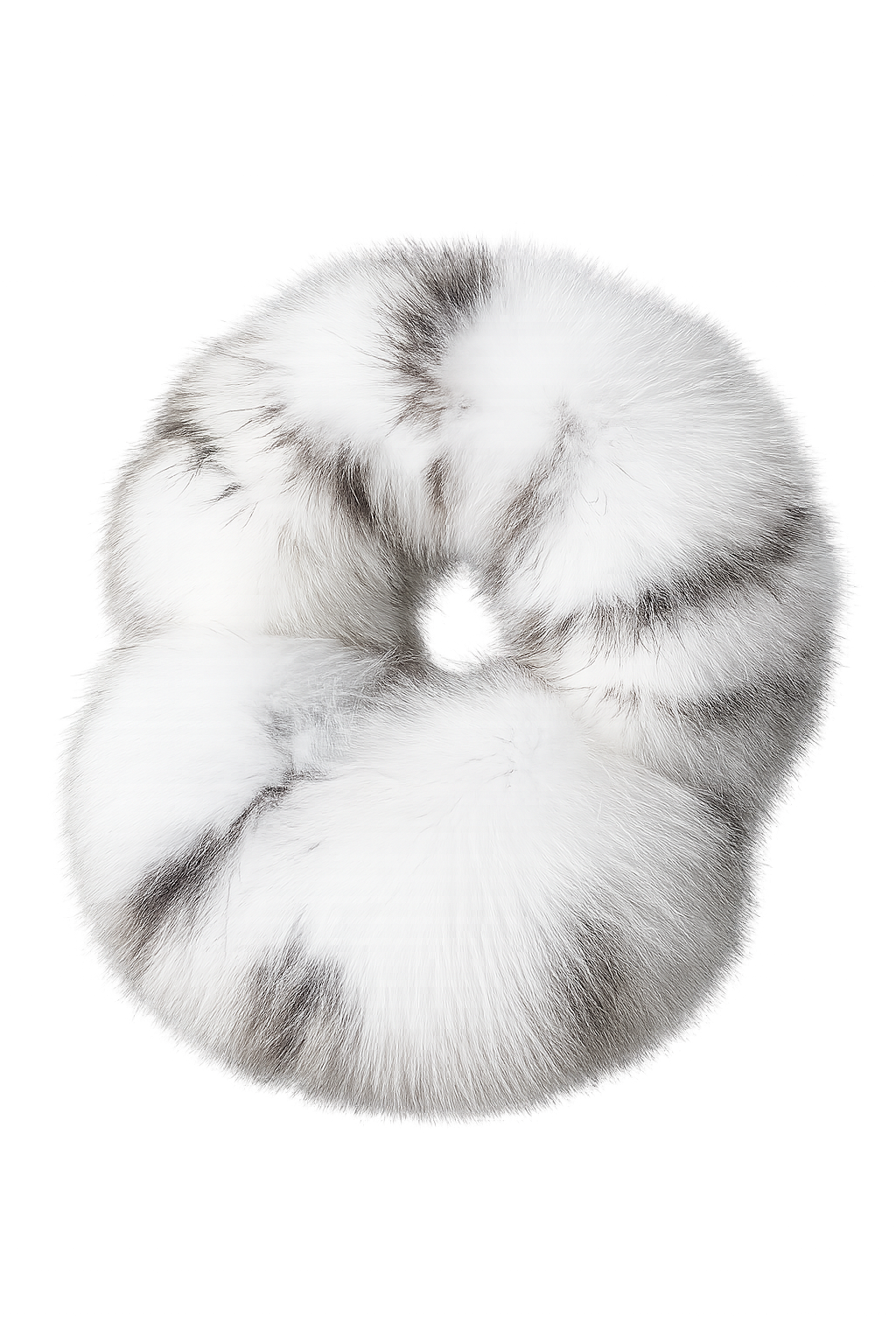 White Leopard fox fur earmuffs in a full product view