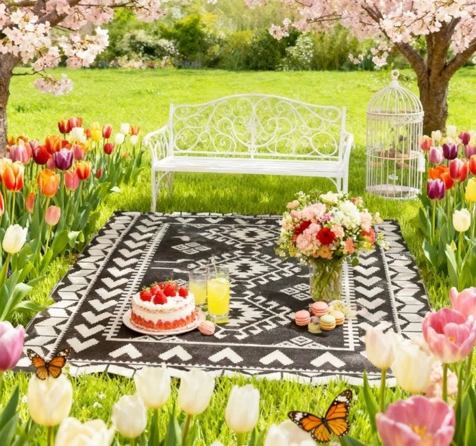 Patio Rug for Decor,Portable Outside Camping Area Carpet Mat,Reversible Rug,for Indoor and Outdoor