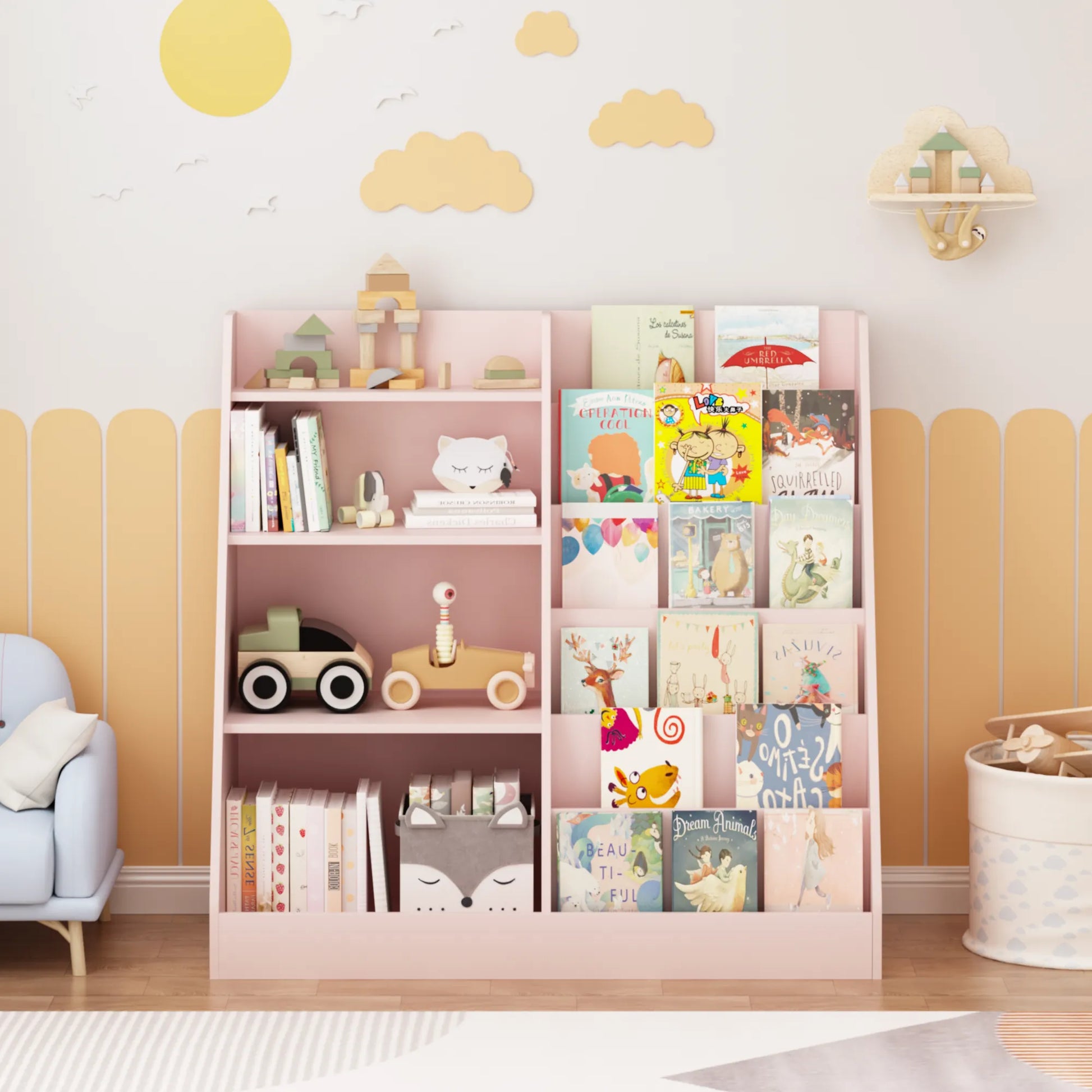 4-Tier Kids Bookshelf and Toy Storage Organizer – Pink – view 2