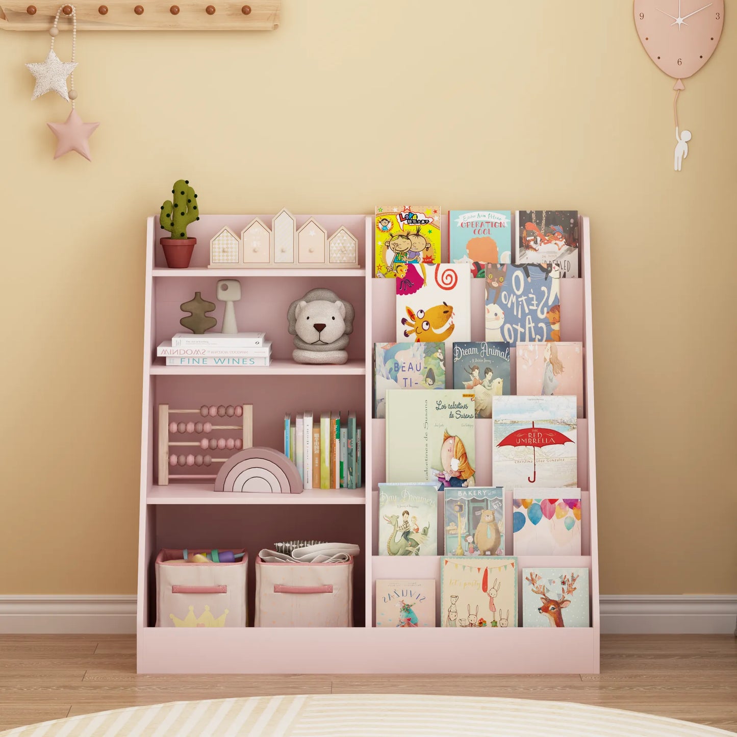 4-Tier Kids Bookshelf and Toy Storage Organizer – Pink – view 5