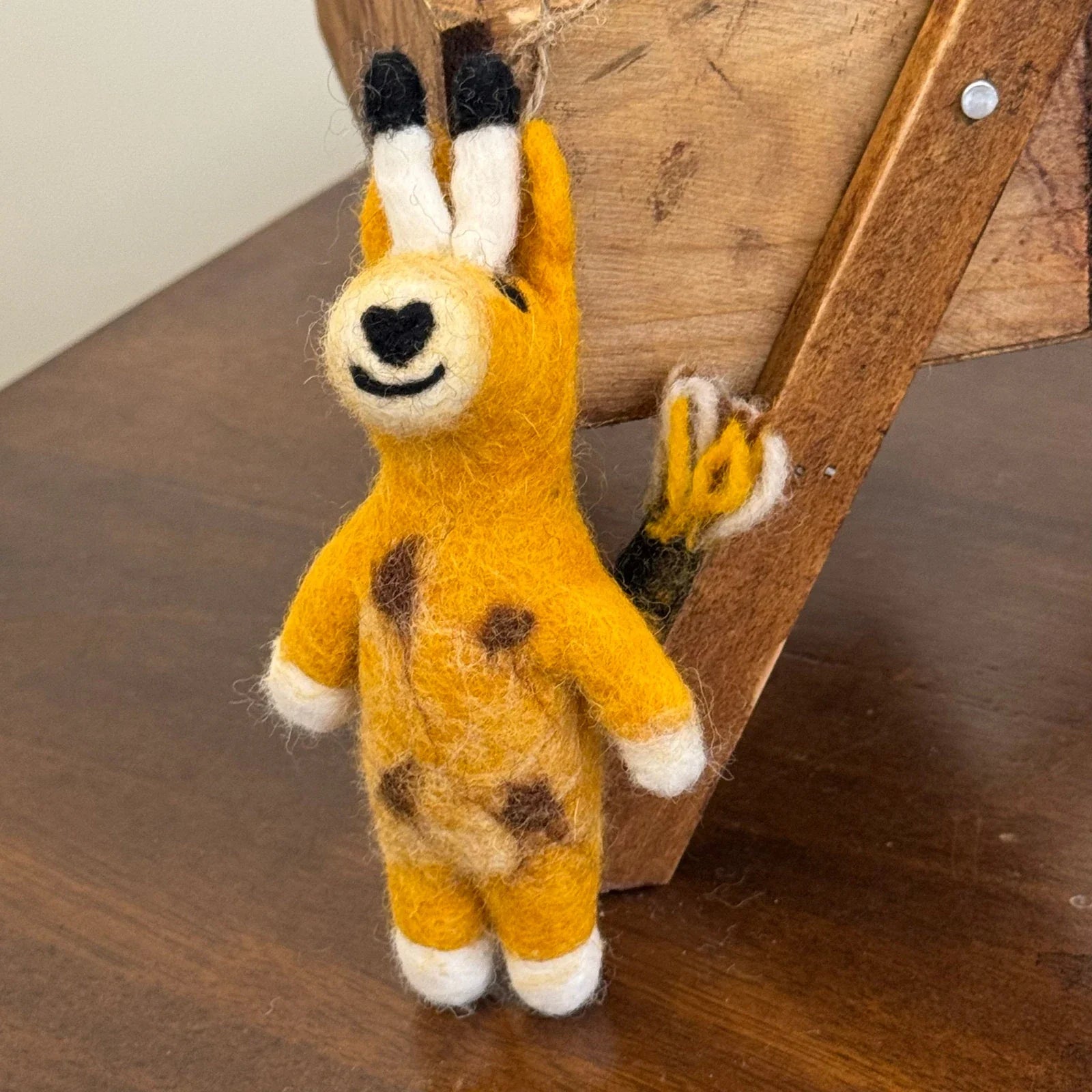 Playful Giraffe handmade wool felt keychain and bag charm