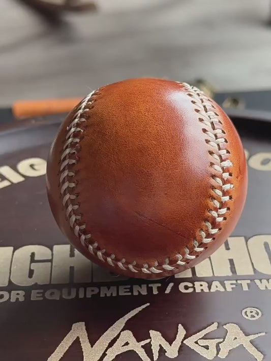Top-Grain Vegetable-Tanned Leather Baseball, Hand-Stitched