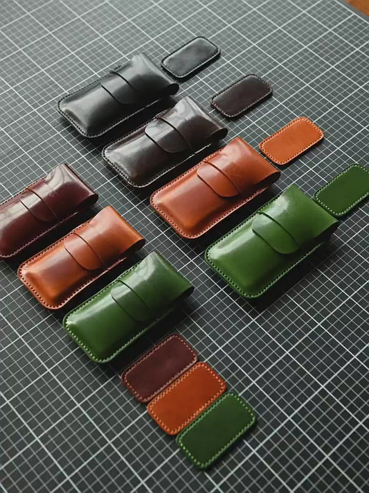 Hand-Stitched Top-Grain Leather Travel Watch Pouch