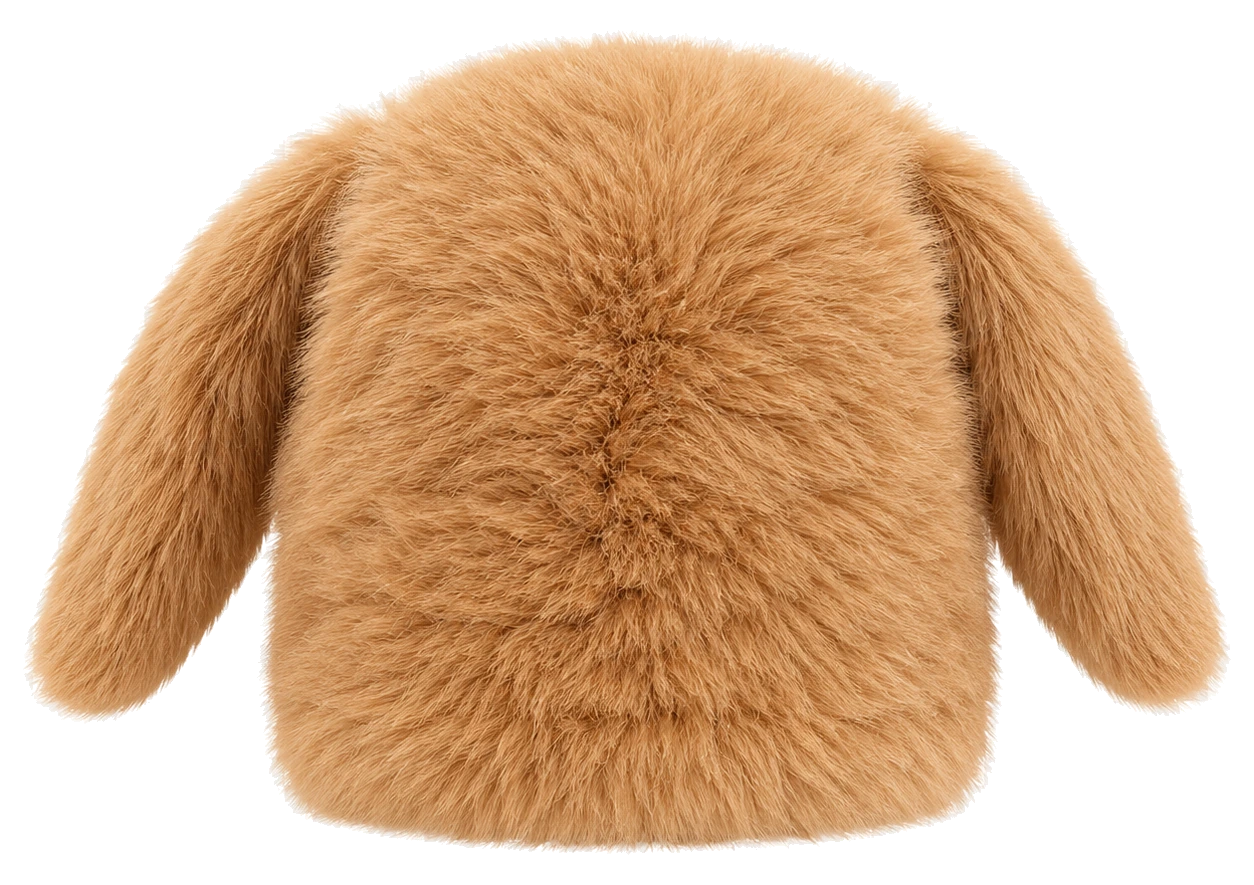 Camel genuine rabbit fur bunny ear winter hat, transparent background