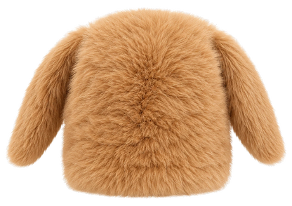 Camel genuine rabbit fur bunny ear winter hat, transparent background