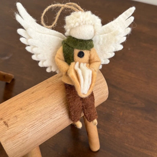 Reading Angel handmade wool felt keychain and bag charm