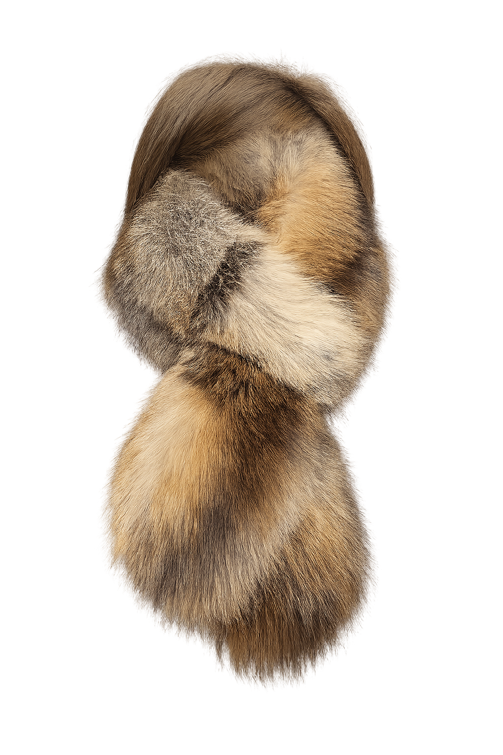 Natural Red Fox double-sided scarf, isolated product view