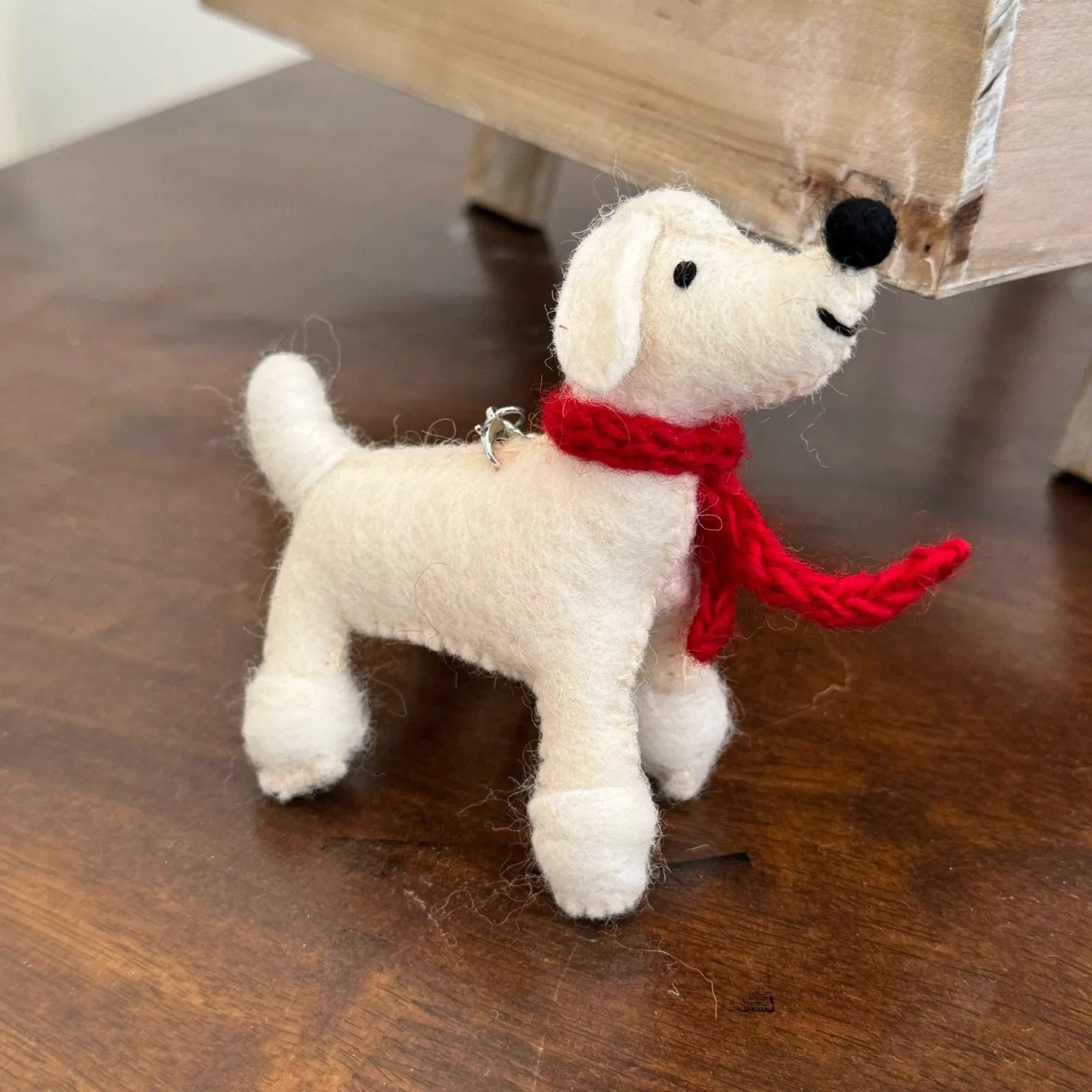 Red Scarf Dog handmade wool felt ornament