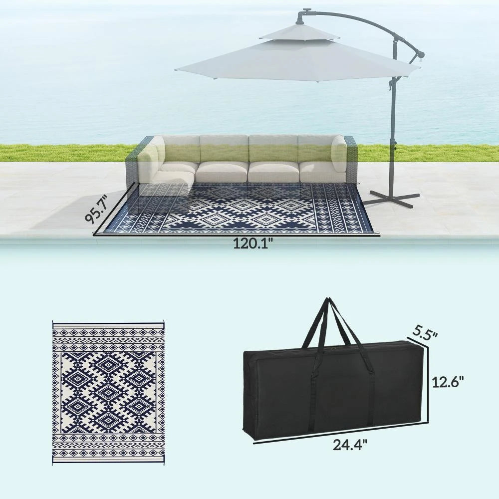 Reversible Rug,Portable Outside Camping Area Carpet Mat,Outdoor Rug for Patio for Decor,Reversible Rug