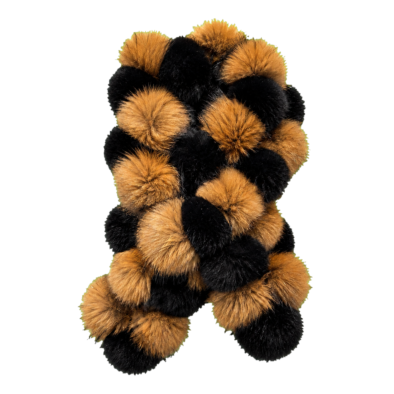 Amber & Natural Black genuine Rex rabbit and Asiatic Raccoon fur cross scarf on transparent background